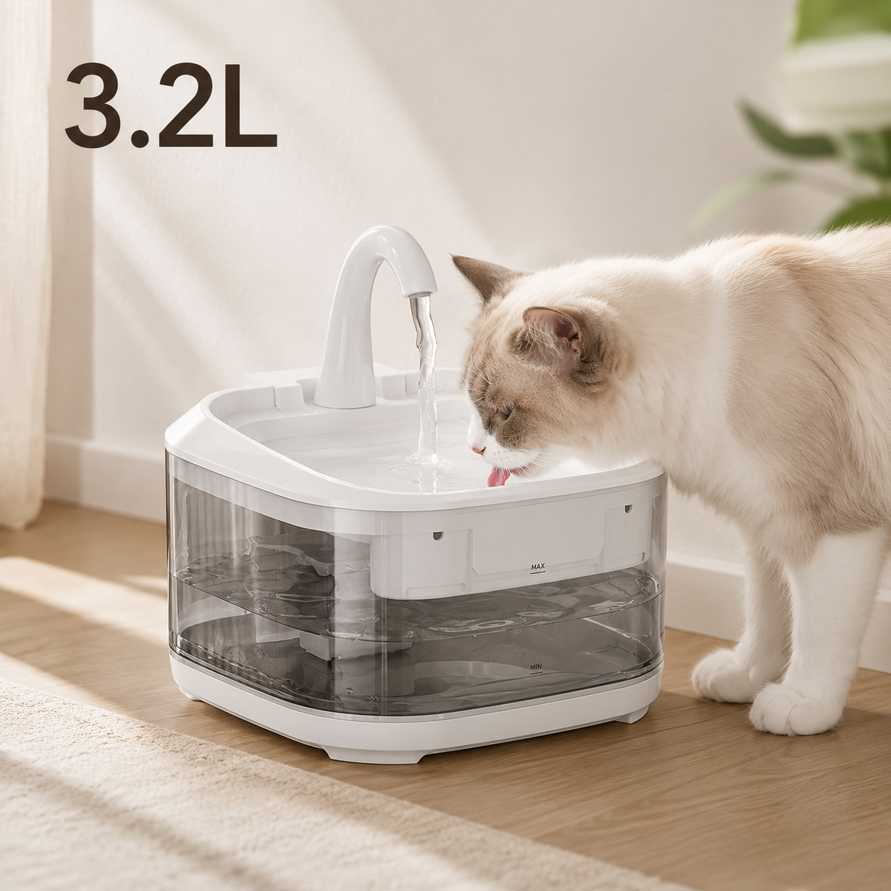 고양이 자동 급수기 3.2L 대용량 반려동물 정수기 저소음 순환 급수기